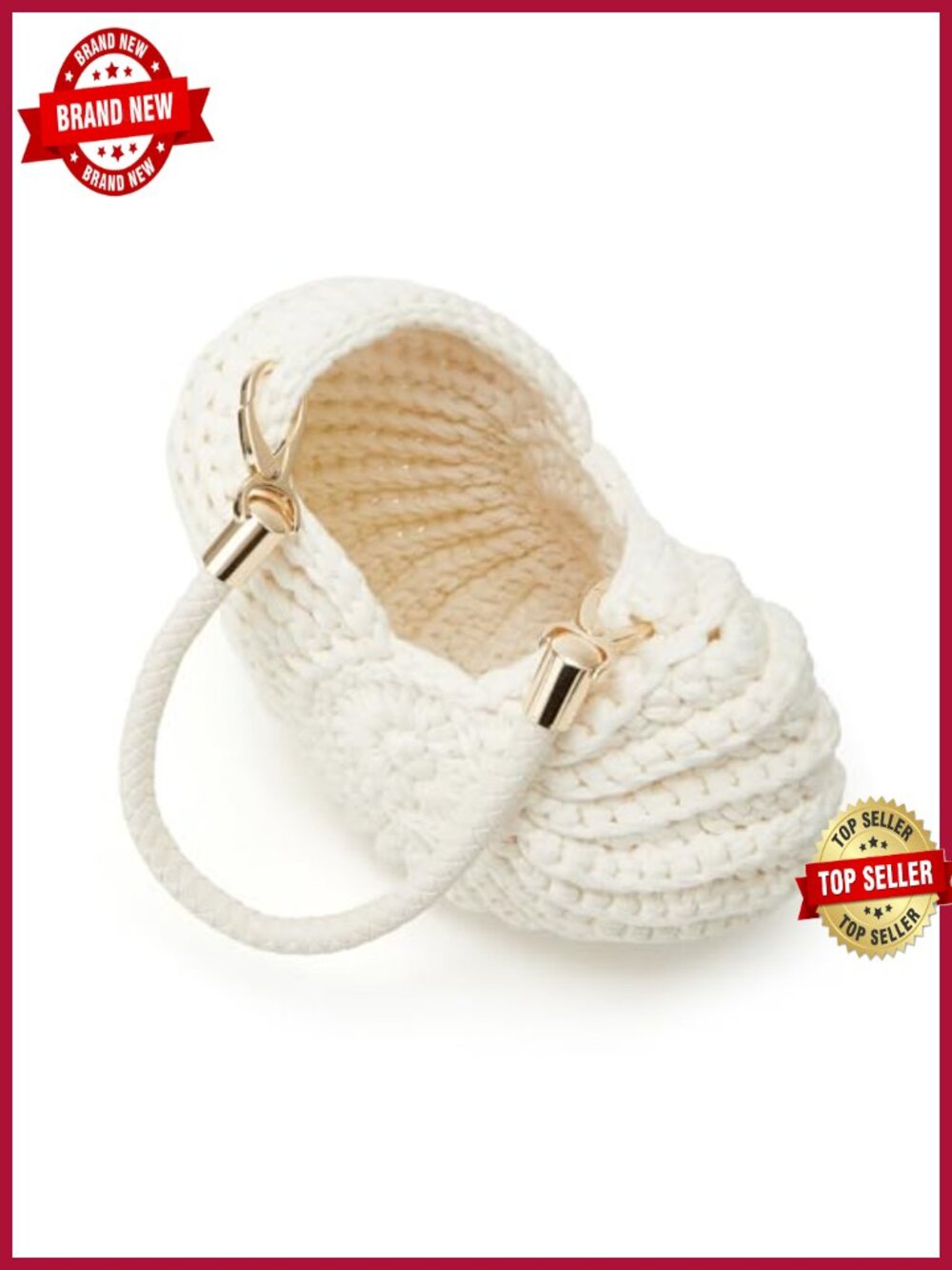 Handwoven Crochet Seashell Beach Bag Crossbody Shoulder Hobo Bag Straw Purse - Picture 3 of 6